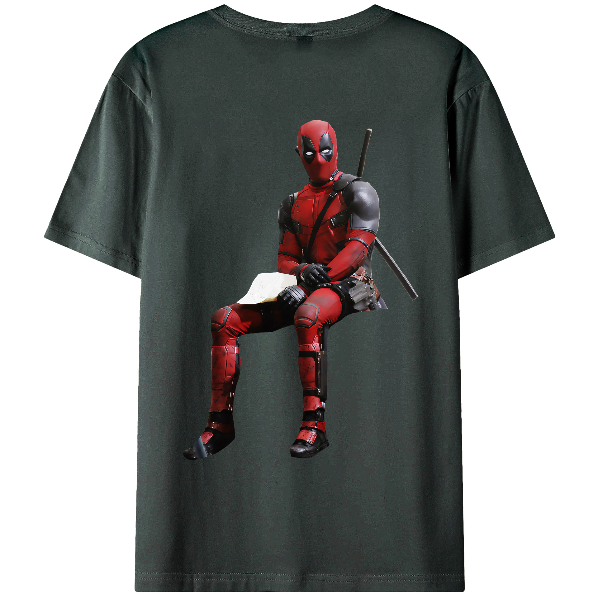 （画像用） Deadpool デッドプール 綿100％ メンズ半袖Tシャツ（バックプリント） 通気性